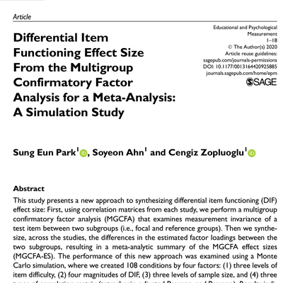 Differential Item Functioning Effect Size From the Multigroup Confirmatory Factor Analysis for a Meta-Analysis
