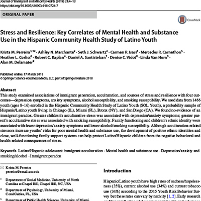 Stress and Resilience: Key correlates of mental health and substance use in the hispanic community