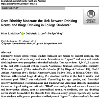 Does ethnicity moderate the link between drinking norms and binge drinking in college students