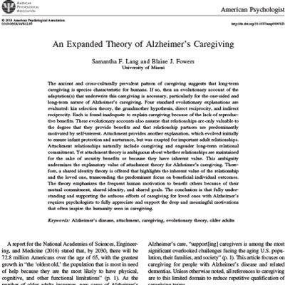 An expanded theory of alzheimer's caregiving